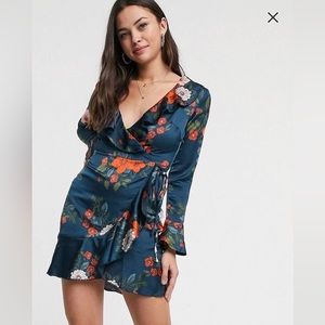 Parisian Blue Multicolor Wrap Dress